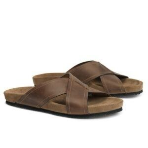 NEW!! Men's Trask Flynn Brown Oiled Leather Slide Sandals Size 11M